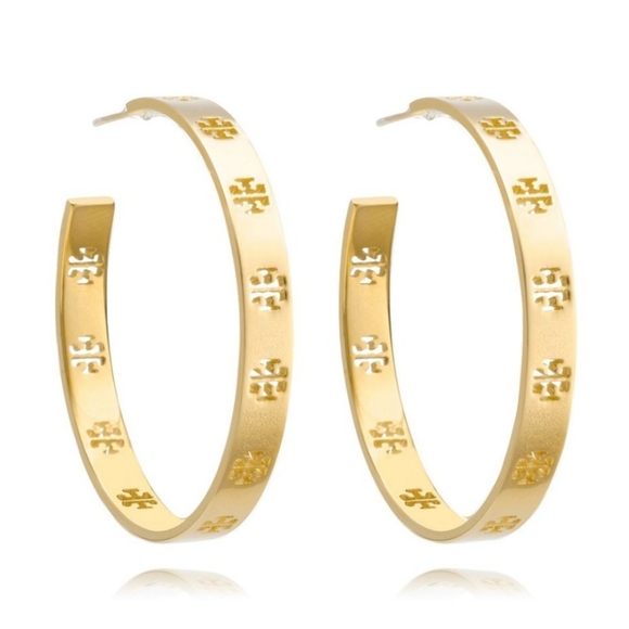 Tory Burch Beautiful Large Gold Hoop Earrings